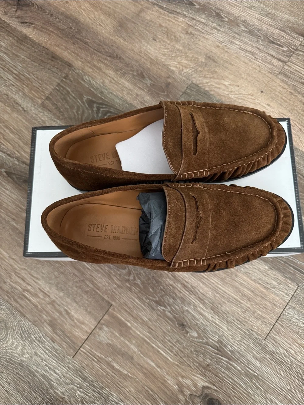 Steve Madden Men’s Chestnut Suede Penny Loafers